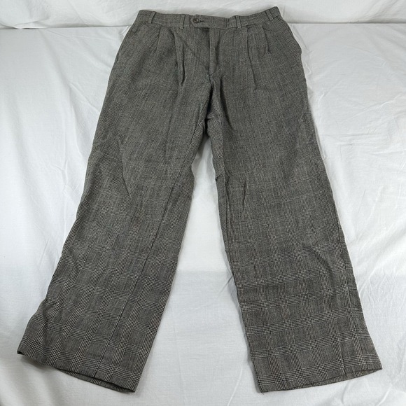 Lauren Ralph Lauren Suit Dress Pants 100% Wool Laine Plaid Tartan 35 X 30 Vtg